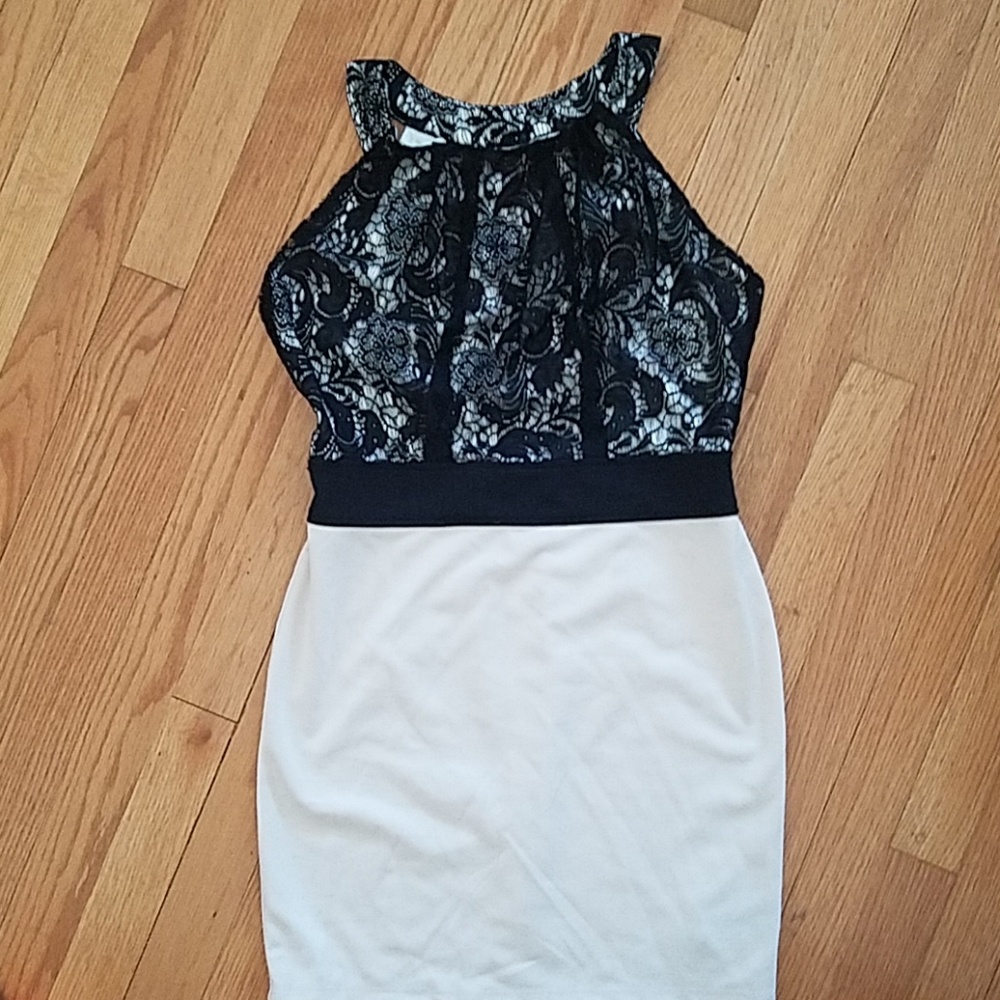 Black and off white dress